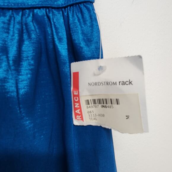 Socialite Taffeta Midi Skirt Size M Blue Pleated A-line Elastic Waist Glam Chic - Picture 10 of 10